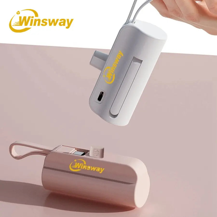 Mini 5000Mah Portable Charger, Built-In Cables for Iphone/Android, Fast Power Bank with LED Display, Compact Battery Pack External Battery