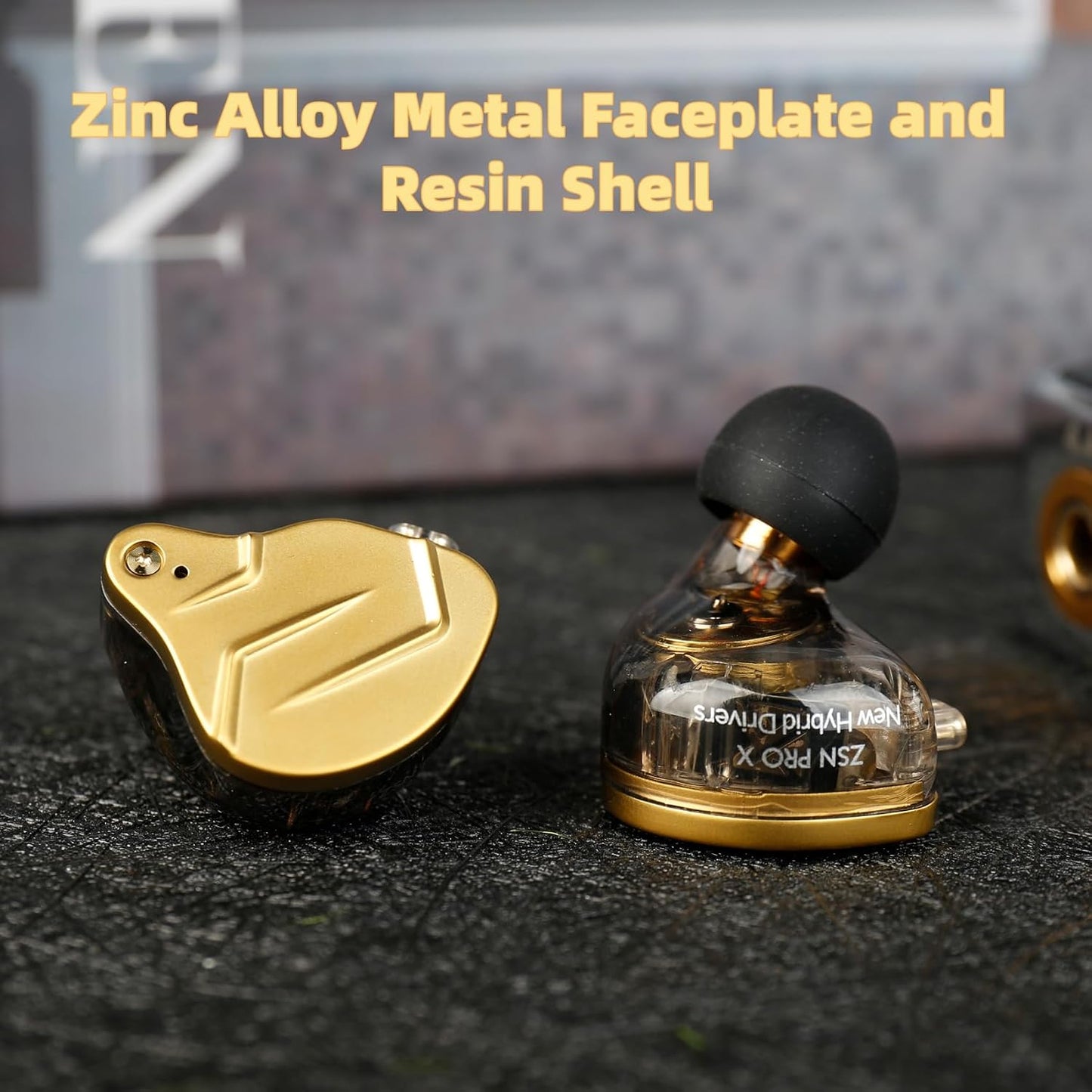 KZ ZSN PRO X in Ear Monitor Headphones Gaming Earbuds, High Fidelity Wired Earbuds, Hybrid Dual Driver IEMS Earphones with 1BA 1DD Detachable Tangle-Free Cable for Computer Tablet (Gold, without Mic)
