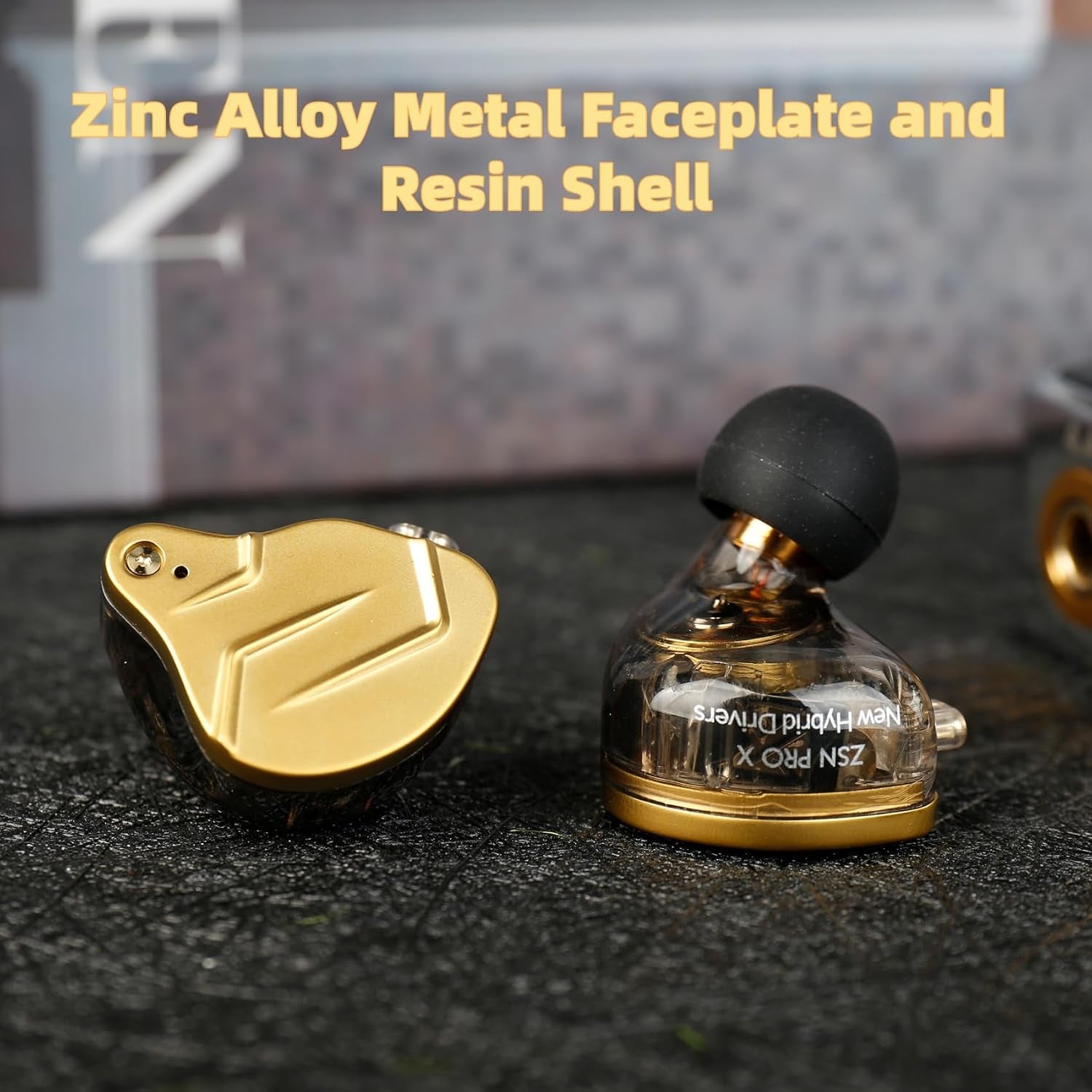 KZ ZSN PRO X in Ear Monitor Headphones Gaming Earbuds, High Fidelity Wired Earbuds, Hybrid Dual Driver IEMS Earphones with 1BA 1DD Detachable Tangle-Free Cable for Computer Tablet (Gold, without Mic)