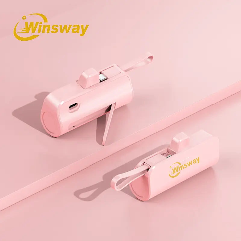 Mini 5000Mah Portable Charger, Built-In Cables for Iphone/Android, Fast Power Bank with LED Display, Compact Battery Pack External Battery