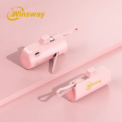 Mini 5000Mah Portable Charger, Built-In Cables for Iphone/Android, Fast Power Bank with LED Display, Compact Battery Pack External Battery