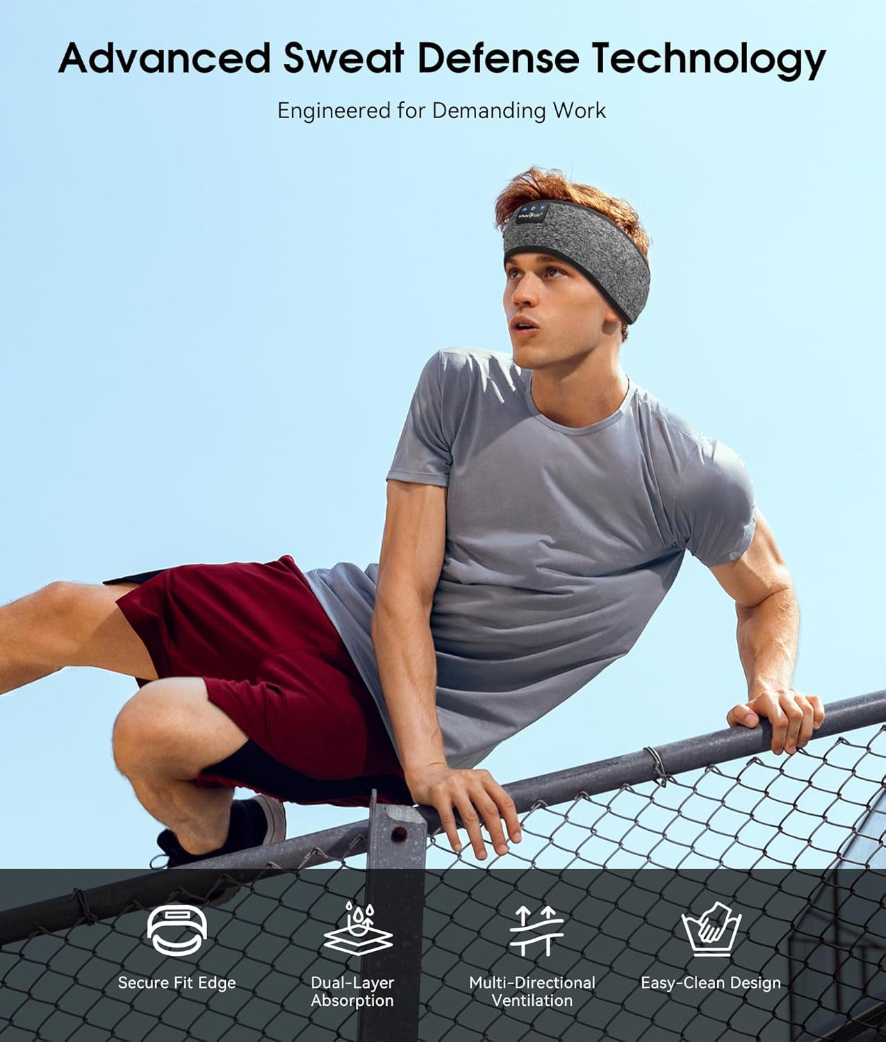 Bluetooth 5.4 Sleep Headphones Headband Sports Wireless Audio | Earbuds 2 in 1 Design with Breathable Stretch Fabric, HD Stereo Sound Speakers for Workout Yoga Running, Nighttime Sleep Use