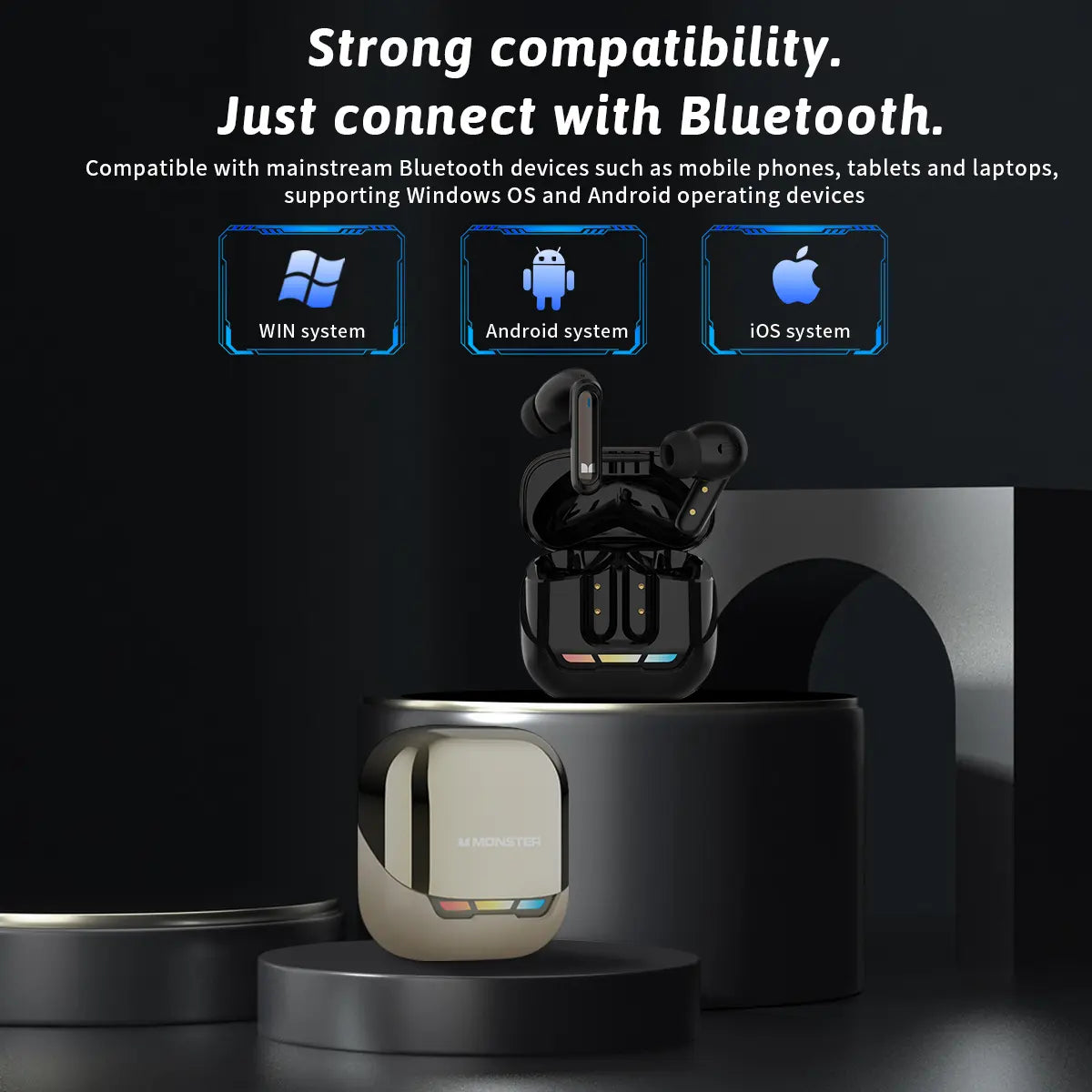 Monster XT05 Gaming Wireless Earbuds Bluetooth 5.4 Earphones, Supports App Control in Ear Earbuds,Waterproof Wireless Earphones, Suitable for Office, Sports, Study and Audio Calls, Built in Microphone, Gaming Bluetooth Headphones Smallest