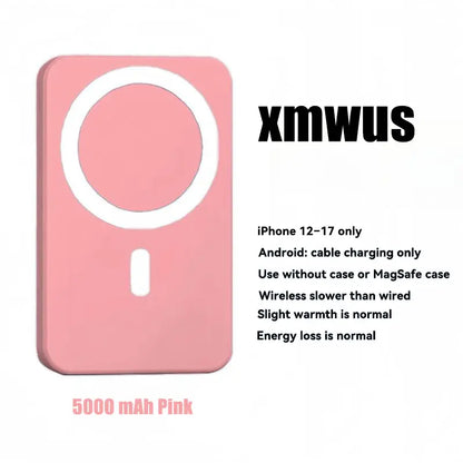Magnetic Wireless Power Bank, 5000Mah Compact Mobile Device Charger for Iphone 12-17 Series, Magsafe Case Compatible Portable Charger, Back to School Essentials & Haul Item