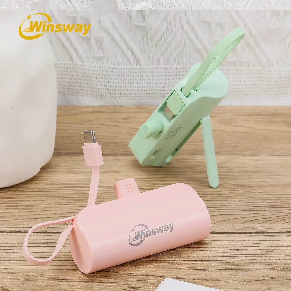 Mini 5000Mah Portable Charger, Built-In Cables for Iphone/Android, Fast Power Bank with LED Display, Compact Battery Pack External Battery