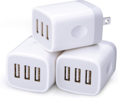 USB Charging Plug, Wall Charger Adapter,  3Pack Universal Travel 3.1A | 3Muti Port Fast Charging Block Compatible with Iphone 17 16 15 14 13 SE 12Pro, Samsung Galaxy S26 S25 S24 S23 Ultra, Google