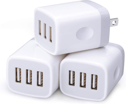 USB Charging Plug, Wall Charger Adapter,  3Pack Universal Travel 3.1A | 3Muti Port Fast Charging Block Compatible with Iphone 17 16 15 14 13 SE 12Pro, Samsung Galaxy S26 S25 S24 S23 Ultra, Google