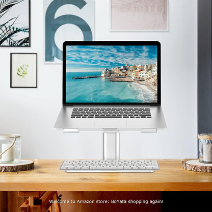 Laptop Stand, Height Adjustable Laptop Riser for 11-17" Laptops | Ergonomic Laptop Stand for Desk, Ventilated with U-Shaped Open Design, Sturdy Notebook Stand for 10-17'' Laptops, Silver