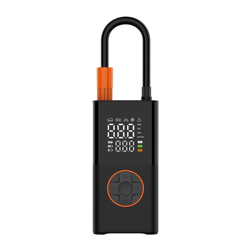 Portable Mini Air Inflator - Wireless Charging, Digital Display, Handheld Pump for Car and Bicycle Tires