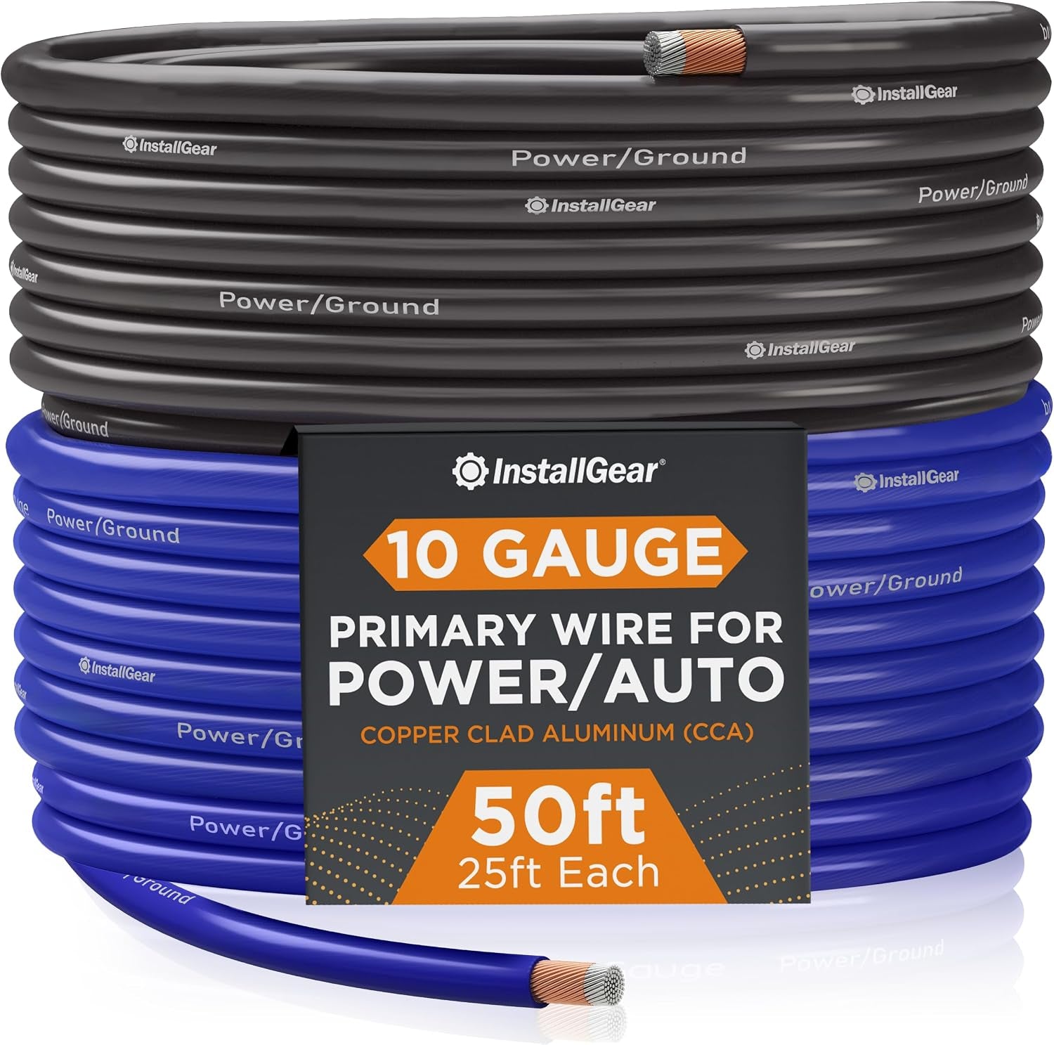 10 Gauge (50Ft) Copper Clad Aluminum CAA - Primary Automotive, Amplifier Power and Ground Cable, Battery Cable, Audio Speaker Stereo, RV Trailer Wiring Welding Cable