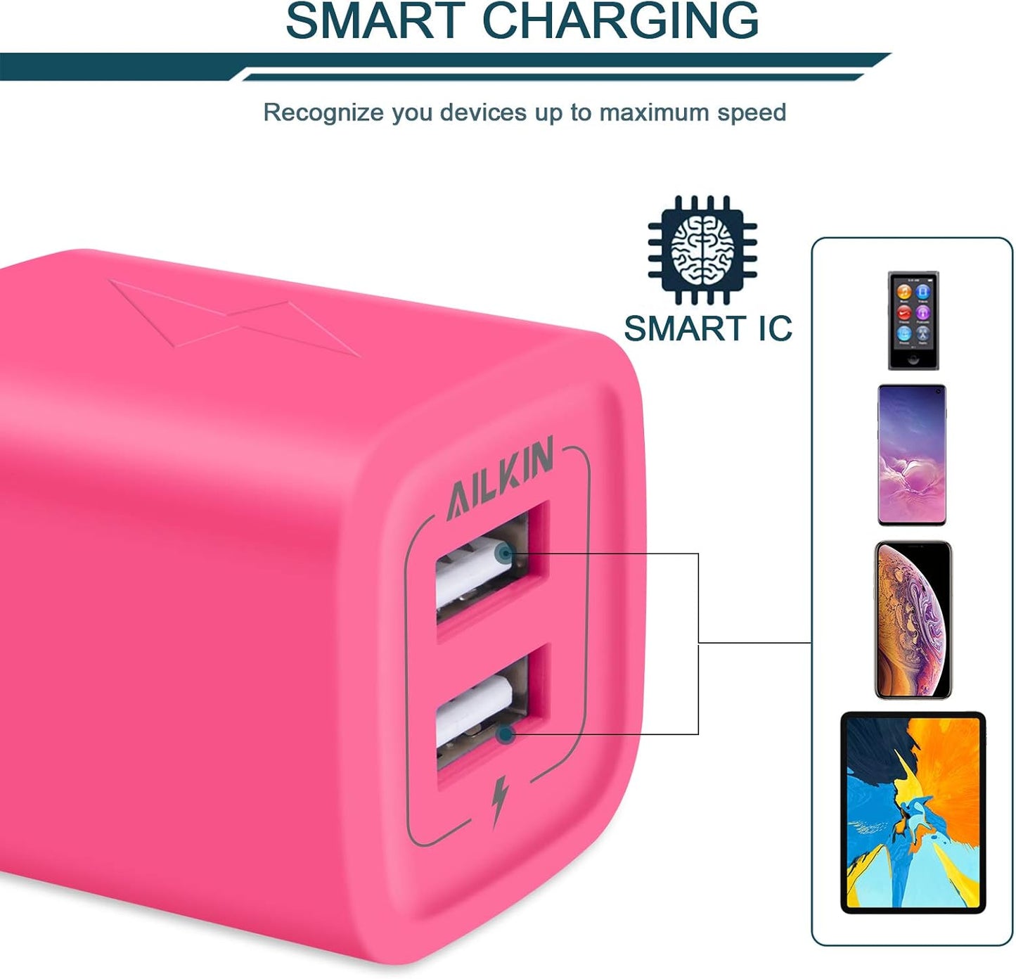 Wall Charger,  USB Plug Fast Charging Block Power Adapter Cube 2 Port | USB Charge Travel Brick Cell Quick Chargers Box for Iphone Samsung Galaxy USB Box Base Brick
