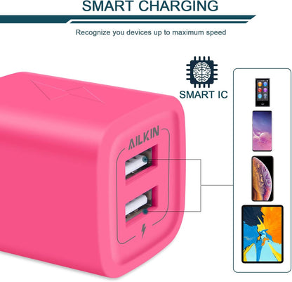 Wall Charger,  USB Plug Fast Charging Block Power Adapter Cube 2 Port | USB Charge Travel Brick Cell Quick Chargers Box for Iphone Samsung Galaxy USB Box Base Brick