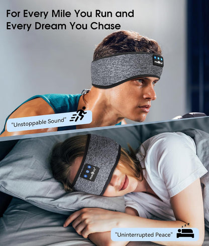 Bluetooth 5.4 Sleep Headphones Headband Sports Wireless Audio | Earbuds 2 in 1 Design with Breathable Stretch Fabric, HD Stereo Sound Speakers for Workout Yoga Running, Nighttime Sleep Use
