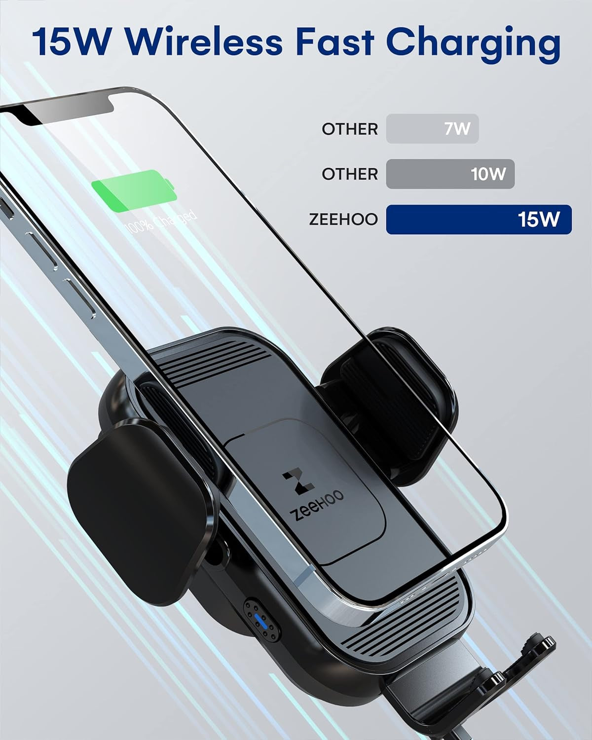Wireless Car Charger, 15W Fast Charging, Auto Clamping Car Phone Mount, Cell Phone Holder Charger, for Iphone17 16 15 14 13 12 11 Pro Max Xs, Etc. (Black)