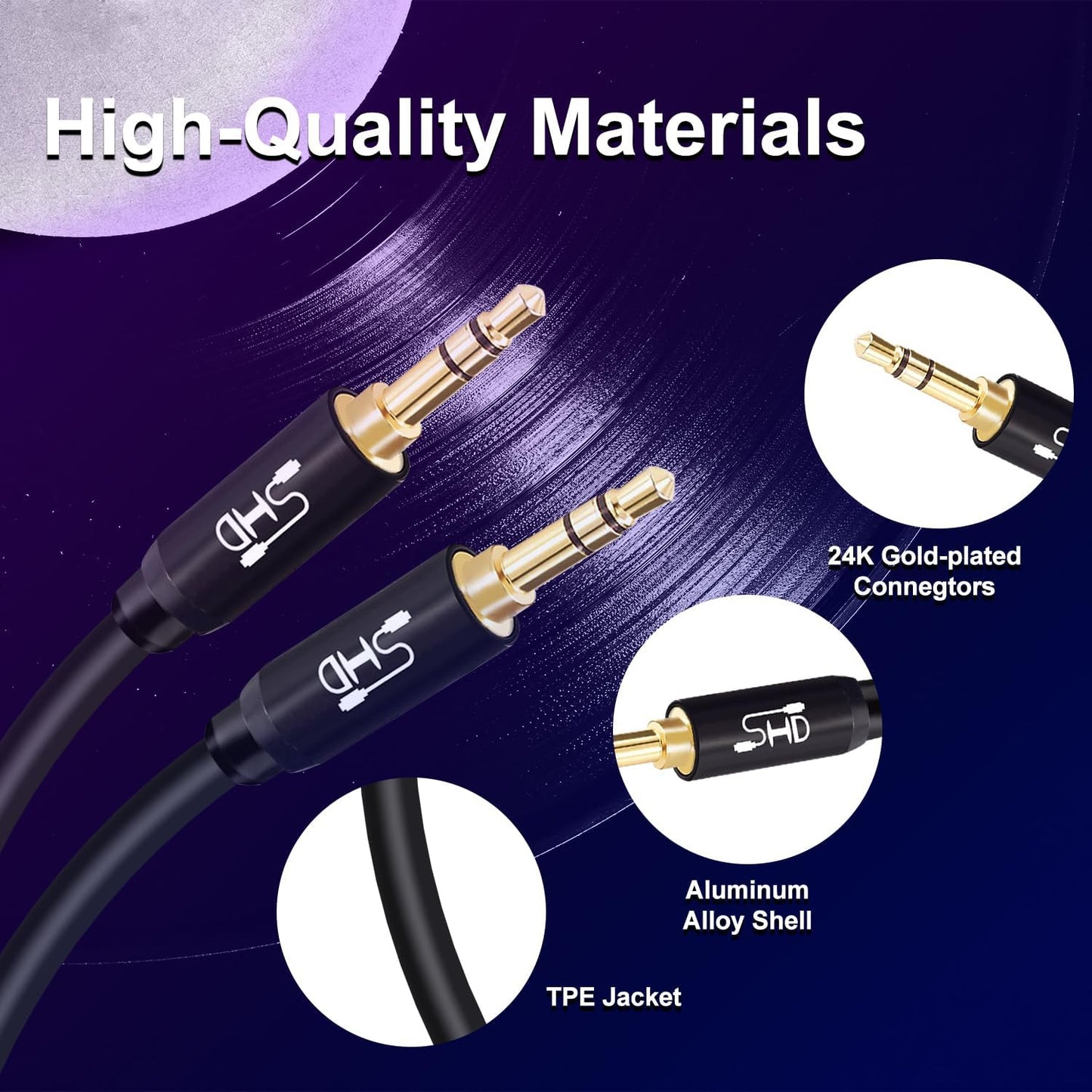 Aux Cable, 3.5Mm Audio Cable Aux for Car Auxiliary Audio Stereo Cable 3.5Mm Cord Premium Sound Dual Shielded with Gold Plated Connectors-20Feet
