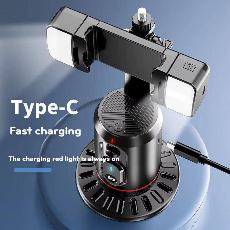360° Rotation Gimbal Stabilizer Tripod Selfie Stick Desktop Face Tracking with Bluetooth Remote Shutter Light Holder