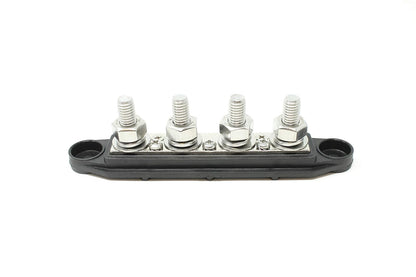 4 Post Power Distribution Block Bus Bar Pair with Cover - Made in the USA - 250 Amp Rating – Marine Bus Bar, Automotive, and Solar Wiring – Battery Terminal Distribution Block - (3/8” Black)