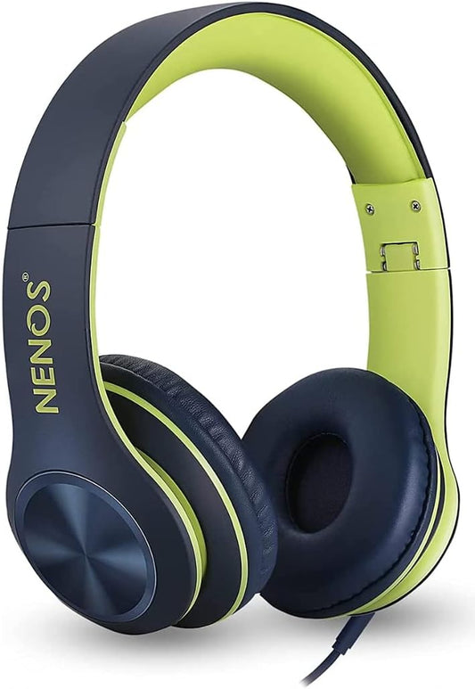 Kids Headphones Volume Limited over Ear Headphones for Kids Foldable Headphones for Children Boys Girls Toddler Ideal for Tablet, Smartphone, Laptop Headset for School, Travel (Lime)