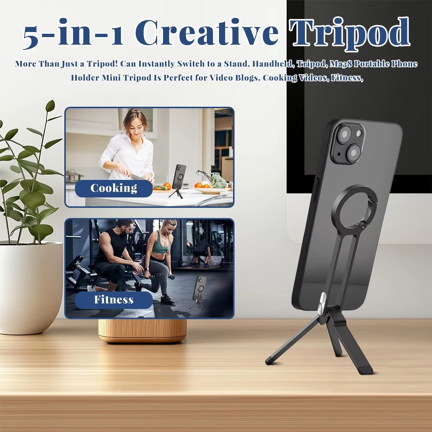 Alloy Phone Tripod Safety Buckle, Suitable for Iphone Portable Double-Sided Magnetic Tripod Desktop Phone Handle Holder