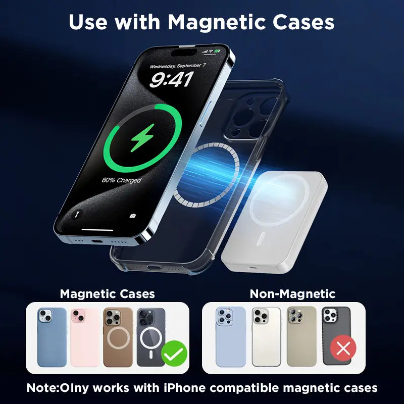 Magnetic Wireless Power Bank, 5000Mah Compact Mobile Device Charger for Iphone 12-17 Series, Magsafe Case Compatible Portable Charger, Back to School Essentials & Haul Item