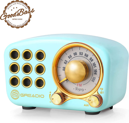 Retro Bluetooth Speaker, Vintage Radio Speaker, Vintage Decor | Old Fashioned Classic Style for Gift, Strong Bass Enhancement, Loud Volume, FM Radio, AUX/TF Card & MP3 Player(Blue)