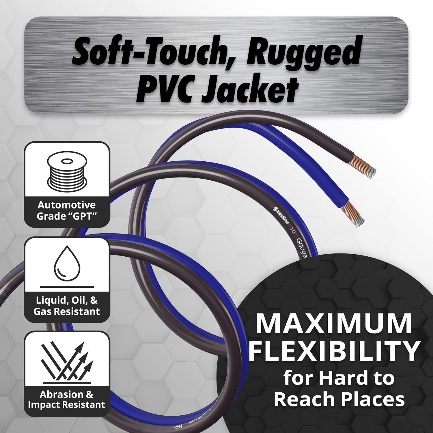 10 Gauge (50Ft) Copper Clad Aluminum CAA - Primary Automotive, Amplifier Power and Ground Cable, Battery Cable, Audio Speaker Stereo, RV Trailer Wiring Welding Cable