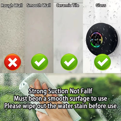 Bathroom IPX4 Waterproof Wireless Colorful LED Light Bluetooth Speaker Suction Cup Mini Portable Speaker Outdoor Stereo Speaker