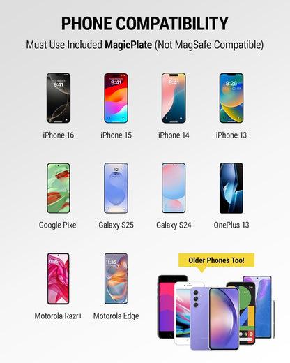 MAGRKI Magicmount Replacement Metal Plate Kit, Universal Metal Plates (Not Magnets) Required for Magnetic Phone Holders for Car, Compatible with Most Phones and Cases, Black