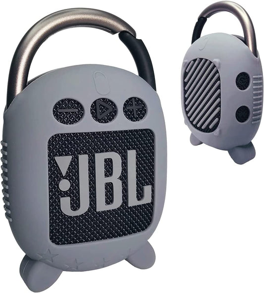 Silicone Cover Case for JBL Clip 4 Portable Bluetooth Speaker | Protective Carrying Case for JBL Clip 4 Portable Bluetooth Speaker Stand up Holder (Grey)