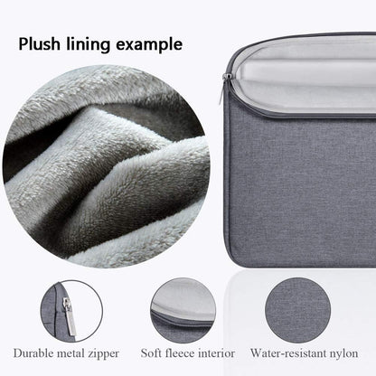 V  11-12 Inch Waterproof Laptop Sleeve with Handle, Grey | Water-Resistant Oxford Sleeve Fits Macbook Air 11, Surface Pro and Chromebook; Velvet Padding, 2 Zipper Pockets and Handle
