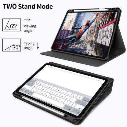 Case for Ipad Pro 12.9 2022 6Th/5Th/4Th/3Rd Generation | with Pencil Holder Pocket Folio Stand Cover Soft TPU Back Shockproof , Auto Sleep/Wake,Vegan Leather