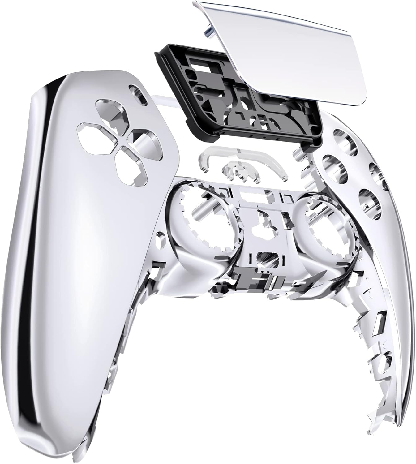 Chrome Silver Glossy Touchpad Front Top Shell Compatible with Ps5 Controller BDM-010 020 030 040 050, DIY Replacement Shell Custom Touch Pad Cover Compatible with Ps5 Controller