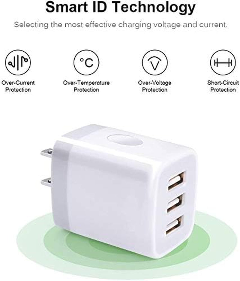 USB Charging Plug, Wall Charger Adapter,  3Pack Universal Travel 3.1A | 3Muti Port Fast Charging Block Compatible with Iphone 17 16 15 14 13 SE 12Pro, Samsung Galaxy S26 S25 S24 S23 Ultra, Google