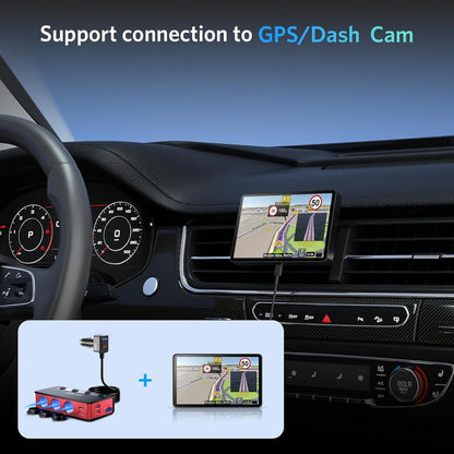 9 In1 Cigarette Lighter Splitter with 180W 3-Socket PD36W/65W Cigarette Lighter Adapter and QC3.0 18W Charging Ports, Car Cigarette Lighter for Dash Cam, GPS, Ipad/Laptop/Phone