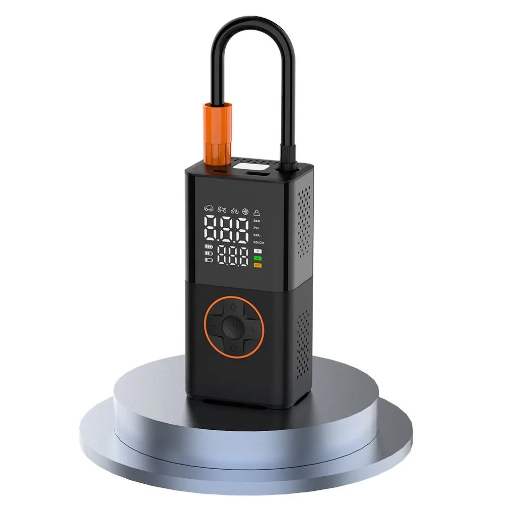 Portable Mini Air Inflator - Wireless Charging, Digital Display, Handheld Pump for Car and Bicycle Tires