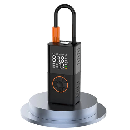 Portable Mini Air Inflator - Wireless Charging, Digital Display, Handheld Pump for Car and Bicycle Tires