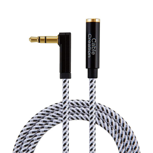 Headphone Extension Cable 15FT, 3.5Mm Audio Extension Cord | 90-Degree Right Angle Male to Female Aux Extender Stereo Audio Cable Nylon Braided for Smartphones, Media Player, 4.5M