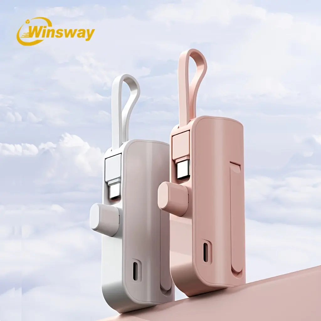 Mini 5000Mah Portable Charger, Built-In Cables for Iphone/Android, Fast Power Bank with LED Display, Compact Battery Pack External Battery