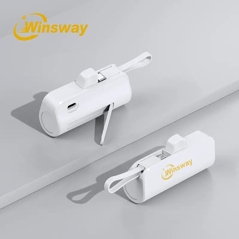 Mini 5000Mah Portable Charger, Built-In Cables for Iphone/Android, Fast Power Bank with LED Display, Compact Battery Pack External Battery