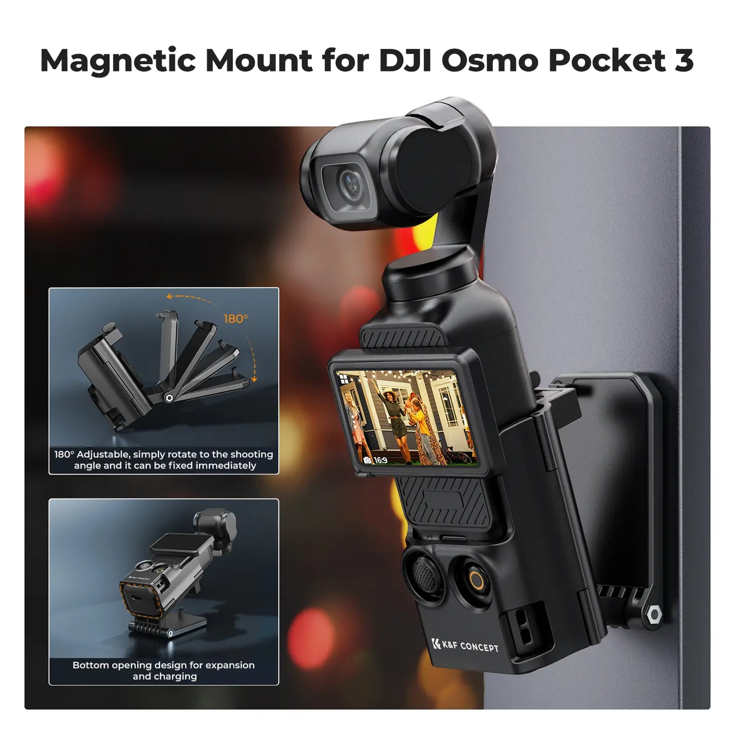 K&F CONCEPT Camera Magnetic Mount Stand - Compatible with Xtra Muse, Pocket 3/XTRA; Desktop Support Base Bracket, Multi-Function Suction Expansion Adapter Frame Accessory, Cam, Digital Camera