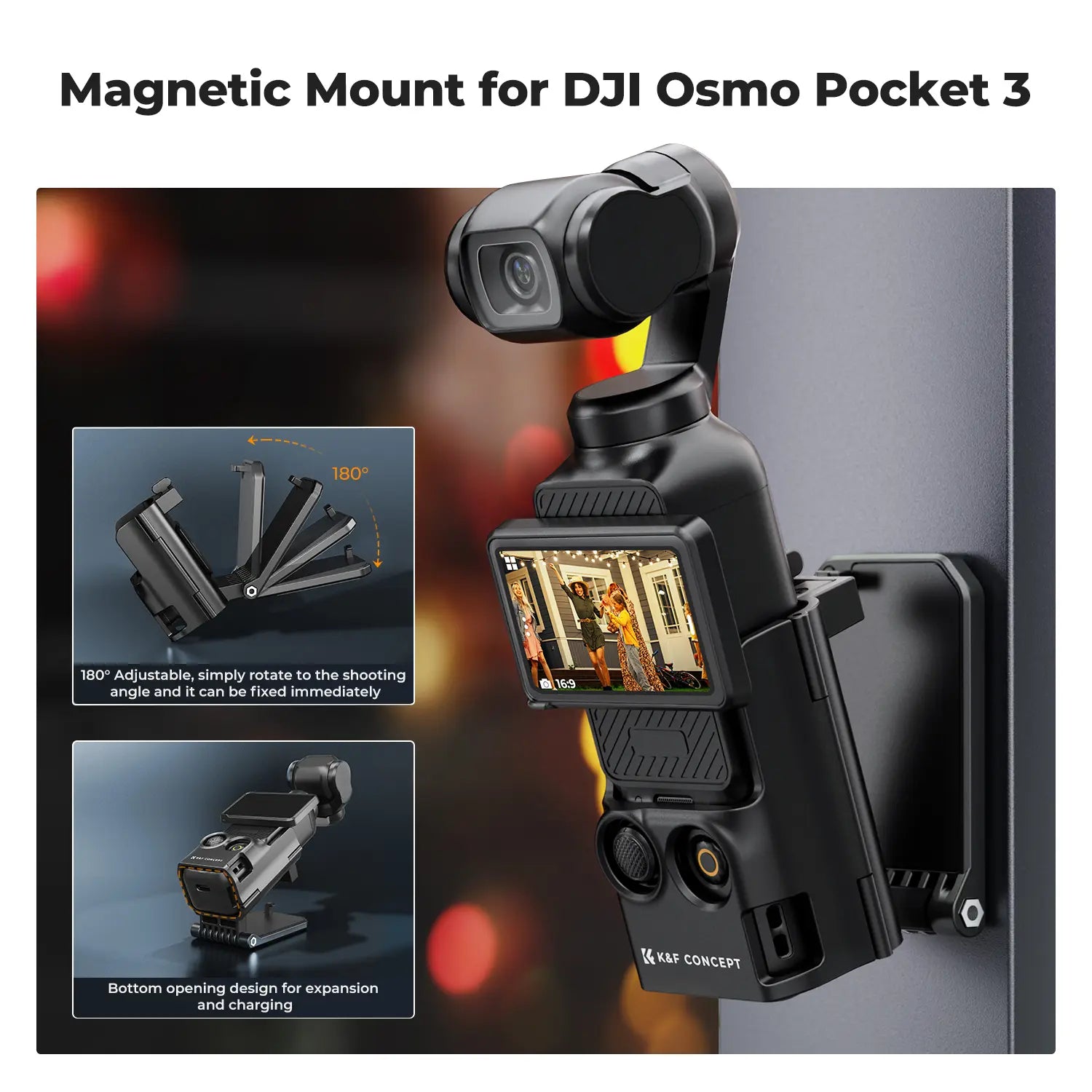K&F CONCEPT Camera Magnetic Mount Stand - Compatible with Xtra Muse, Pocket 3/XTRA; Desktop Support Base Bracket, Multi-Function Suction Expansion Adapter Frame Accessory, Cam, Digital Camera