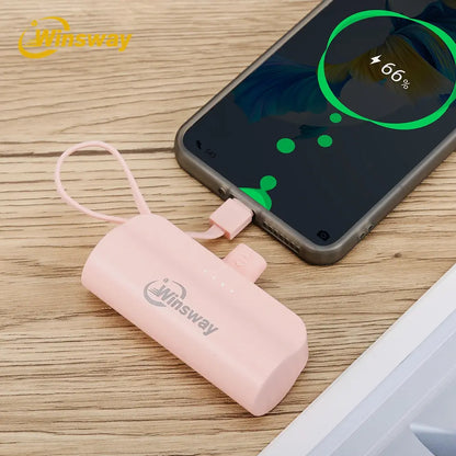 Mini 5000Mah Portable Charger, Built-In Cables for Iphone/Android, Fast Power Bank with LED Display, Compact Battery Pack External Battery