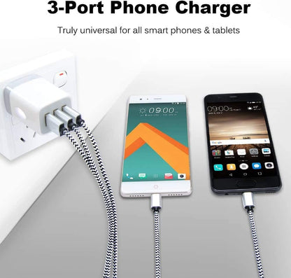 USB Charging Plug, Wall Charger Adapter,  3Pack Universal Travel 3.1A | 3Muti Port Fast Charging Block Compatible with Iphone 17 16 15 14 13 SE 12Pro, Samsung Galaxy S26 S25 S24 S23 Ultra, Google