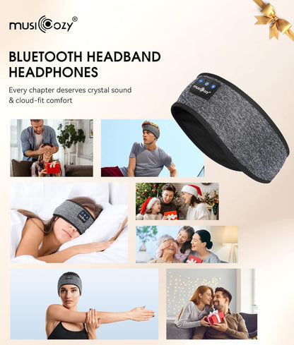 Bluetooth 5.4 Sleep Headphones Headband Sports Wireless Audio | Earbuds 2 in 1 Design with Breathable Stretch Fabric, HD Stereo Sound Speakers for Workout Yoga Running, Nighttime Sleep Use