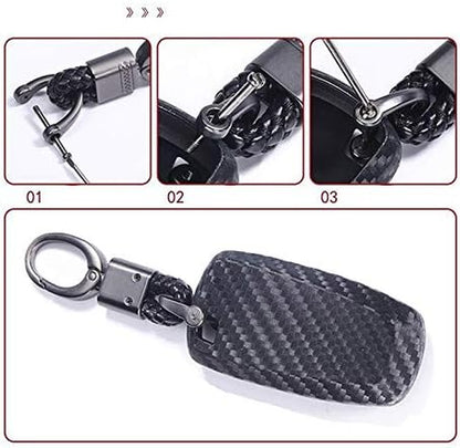 (Tm) 3 4 5 Buttons Tpu Smart Keyless Remote Key Fob Case Cover for 2017 2018 2019 2020 Ford Mustang Explorer Edge Fusion Mondeo F150 F250 F350 F450 F550 (Black Carbon Fiber Texture)