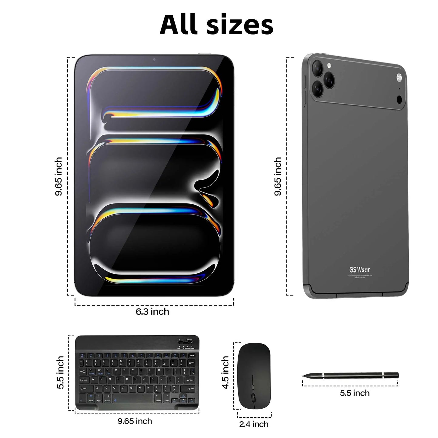 10.1" 2K Display Android 14 Tablet Bundle, 8+256GB, Wifi & SIM Supported, Home Tablet for Streaming, Reading & Browsing W/ Keyboard, Mouse, Stylus Set
