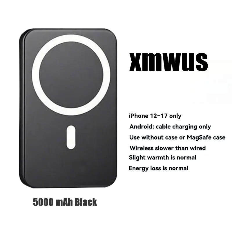 Magnetic Wireless Power Bank, 5000Mah Compact Mobile Device Charger for Iphone 12-17 Series, Magsafe Case Compatible Portable Charger, Back to School Essentials & Haul Item