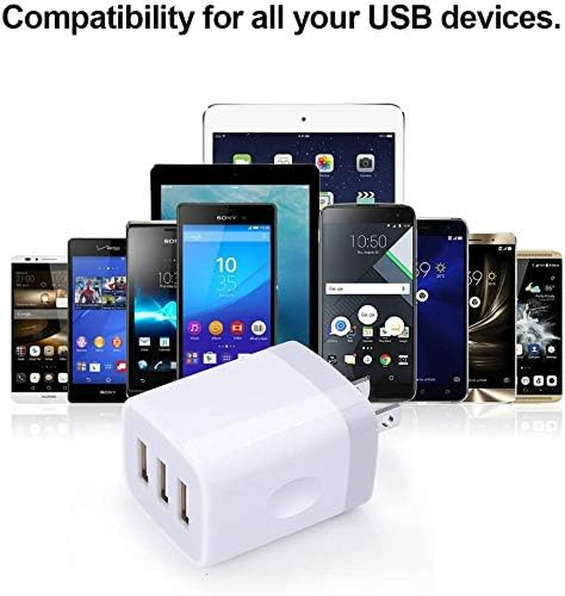 USB Charging Plug, Wall Charger Adapter,  3Pack Universal Travel 3.1A | 3Muti Port Fast Charging Block Compatible with Iphone 17 16 15 14 13 SE 12Pro, Samsung Galaxy S26 S25 S24 S23 Ultra, Google