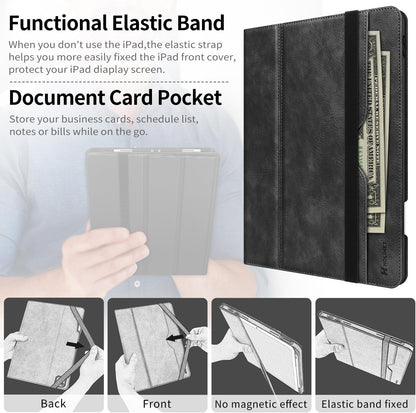 Case for Ipad Pro 12.9 2022 6Th/5Th/4Th/3Rd Generation | with Pencil Holder Pocket Folio Stand Cover Soft TPU Back Shockproof , Auto Sleep/Wake,Vegan Leather