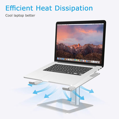 Laptop Stand, Height Adjustable Laptop Riser for 11-17" Laptops | Ergonomic Laptop Stand for Desk, Ventilated with U-Shaped Open Design, Sturdy Notebook Stand for 10-17'' Laptops, Silver
